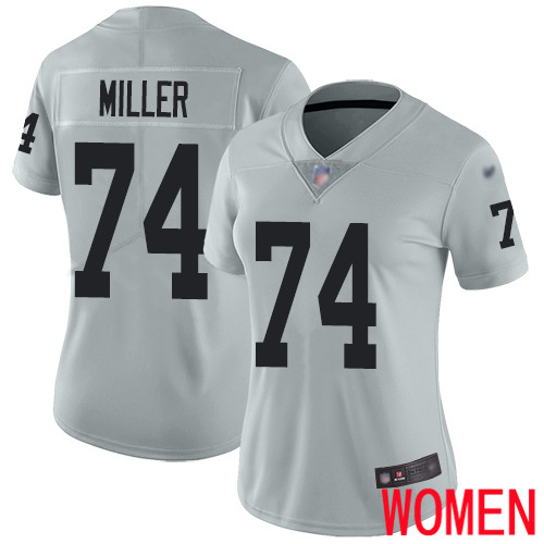 Oakland Raiders Limited Silver Women Kolton Miller Jersey NFL Football #74 Inverted Legend Jersey->women nfl jersey->Women Jersey